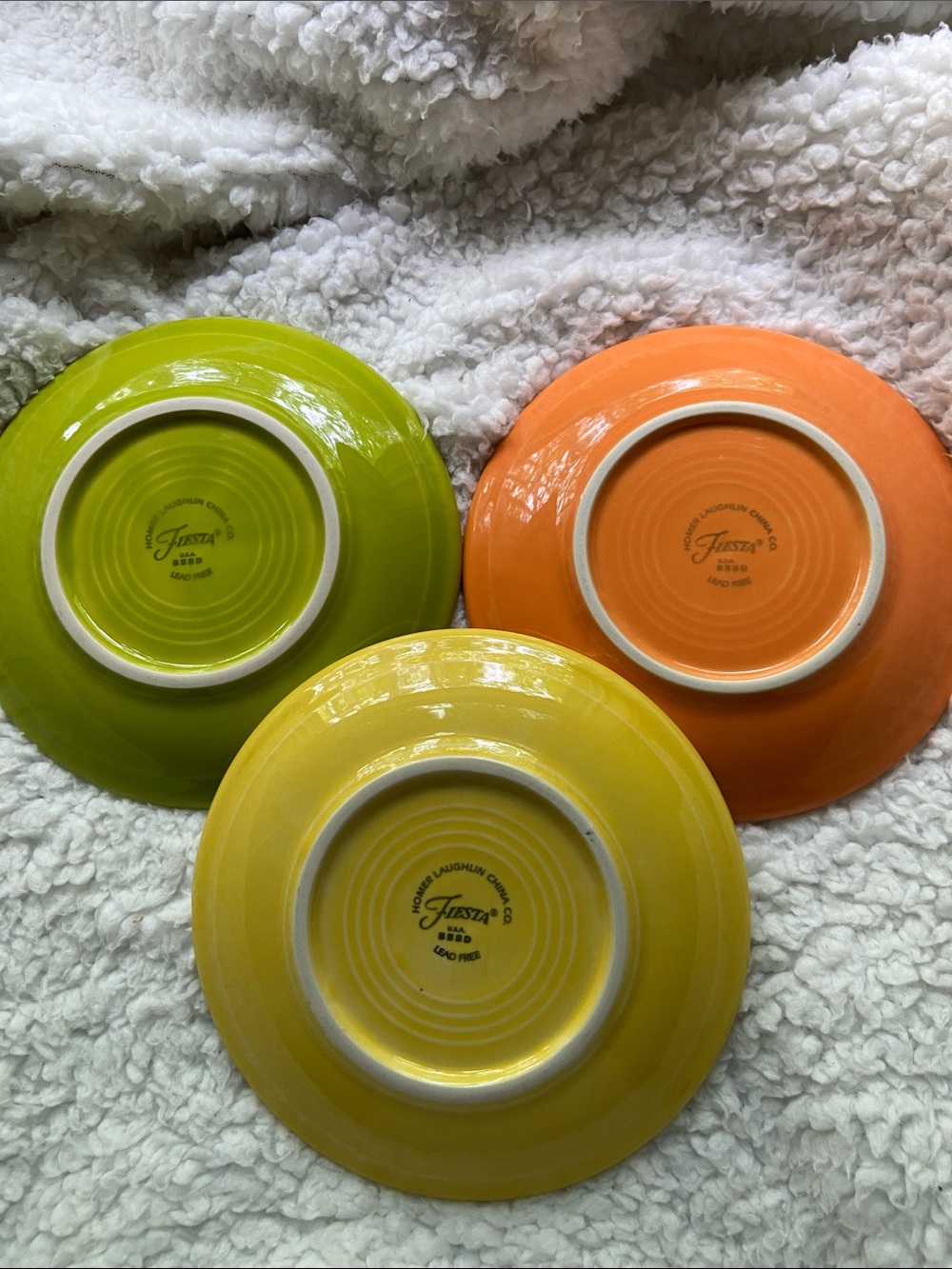 Contemporary Fiesta Ceramic Saucers in Lemongrass, Poppy & Sunflower - Set of 3